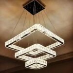 لوستر مدرن مربع استیل کریستالی - سه طبقه - تصویر 3